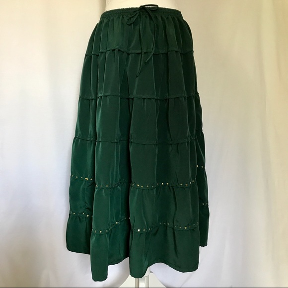 prologue Dresses & Skirts - Prologue Green with Gold Beads Detail Maxi Skirt